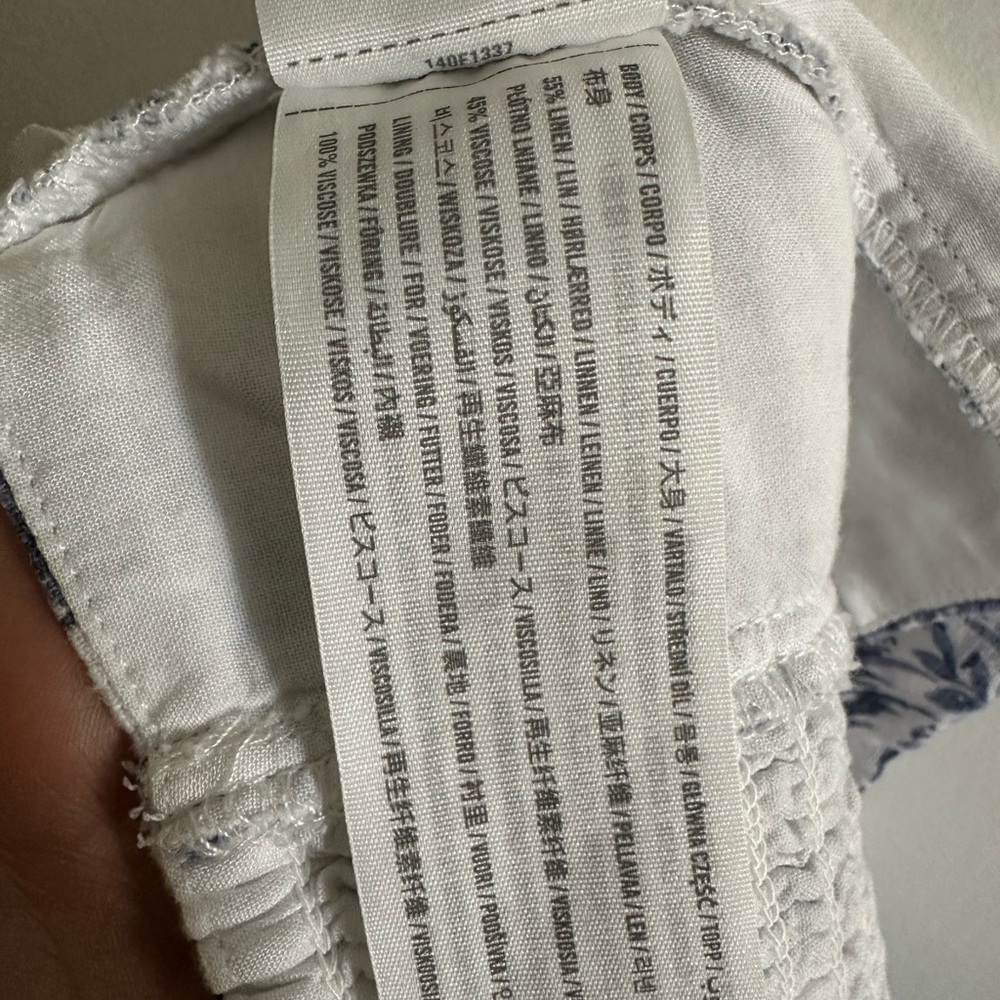 Abercrombie & Fitch White/Blue Linen Cinched Back Halter Crop Top size Small - Picture 7 of 7